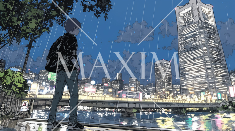 雨天の都会の遠景