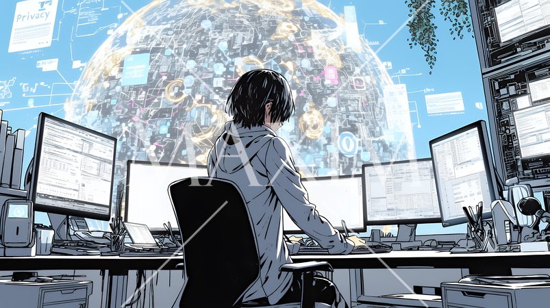 プライバシー・ポリシーやセキュリティー・ポリシーを表す堅牢な門と門番のイメージ