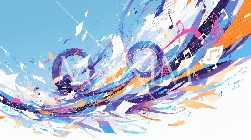 音符など音楽記号をテーマにした背景画像