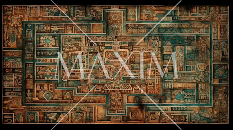 古代の壁画の背景：災害の様子を表したとされる（フェイク）