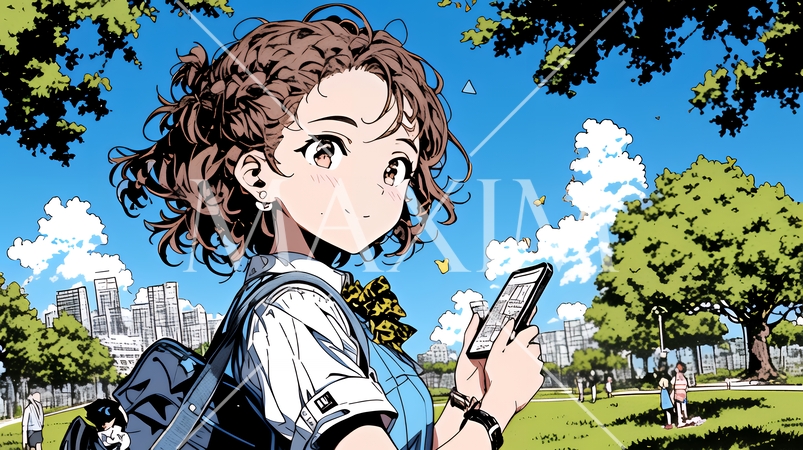 通学中にスマホをいじくっている女子高生