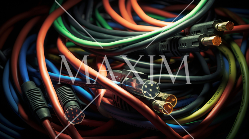 様々なワイヤーが絡み合った背景画像：精緻CG画像