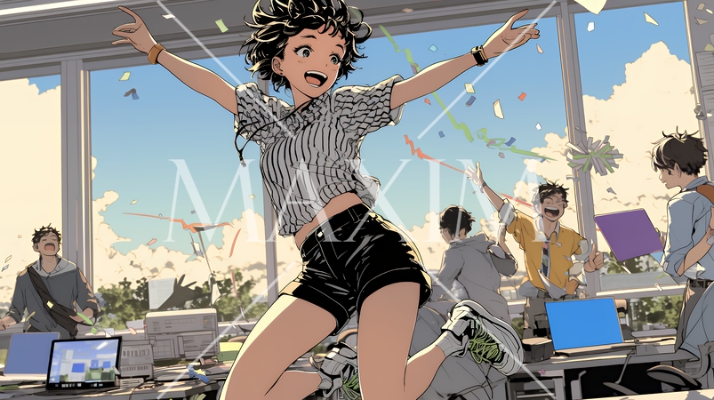 仕事の成功を心から喜んでいるビジネスパーソン