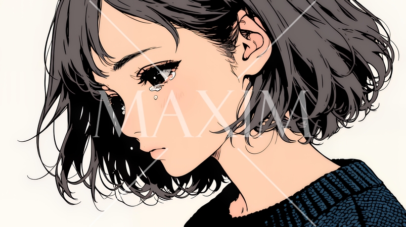 涙ぐむ若い女性