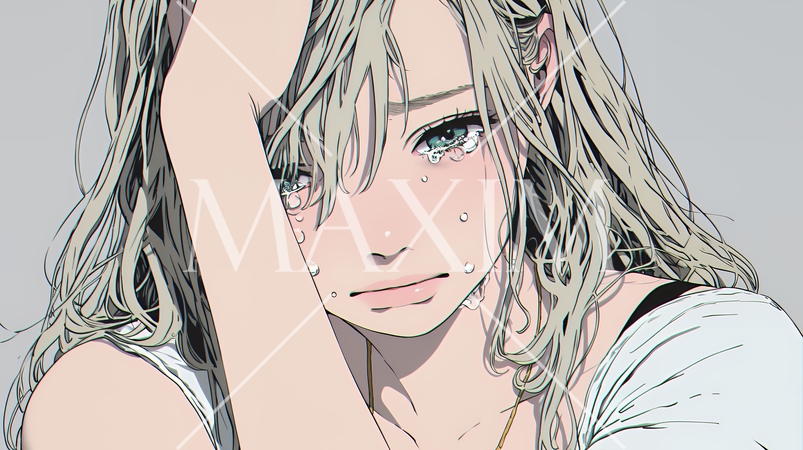 涙ぐむ若い女性