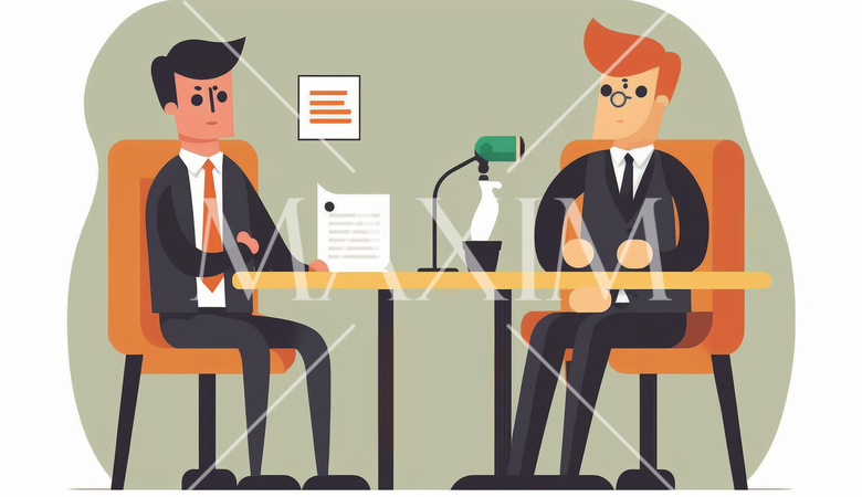 仕事のインタビュー：採用面接や1:1のミーティング。