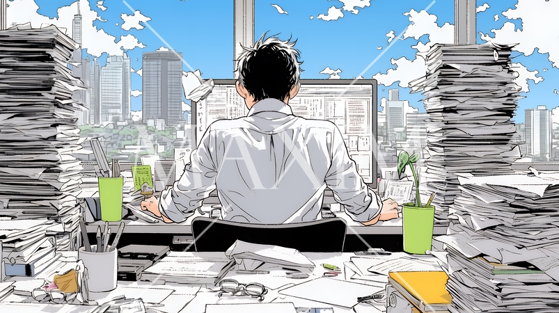 丁寧に書類を仕分けるビジネスパーソン