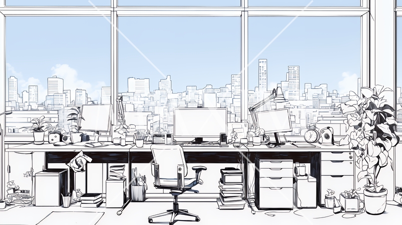 近代的なオフィス空間（シンプルな色使い）