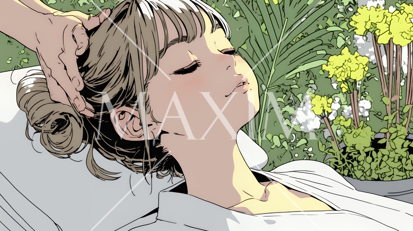 リゾートスパでエステ・マッサージを受けている女性