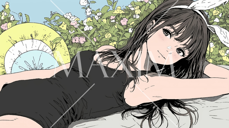 バニーガール：うさ耳コスプレで月見中