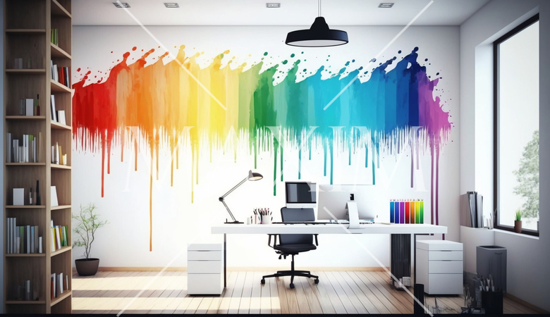 LGBTを意識したレインボーデザインを取り入れた仕事場
