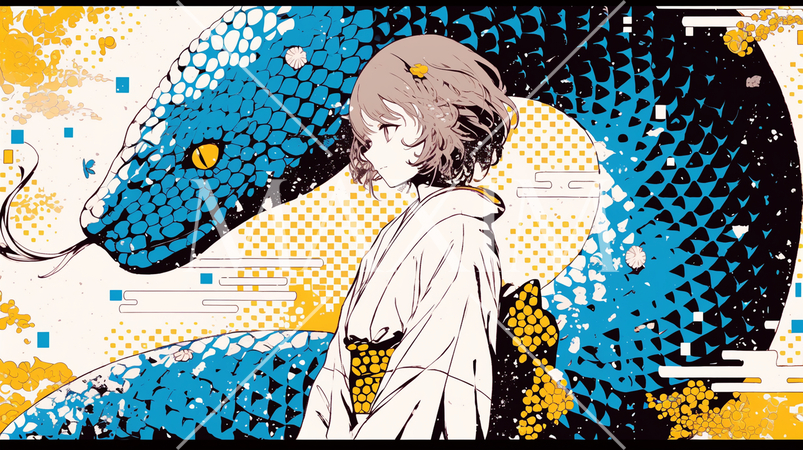 大蛇：若い女性とお友達