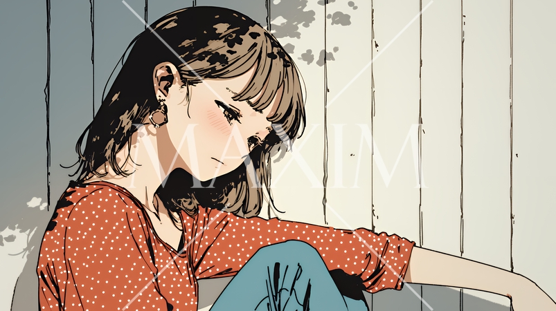 罪悪感に苛まれ、深く反省する若い女性