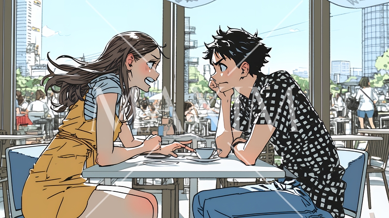 口論している若いカップル（夫婦）