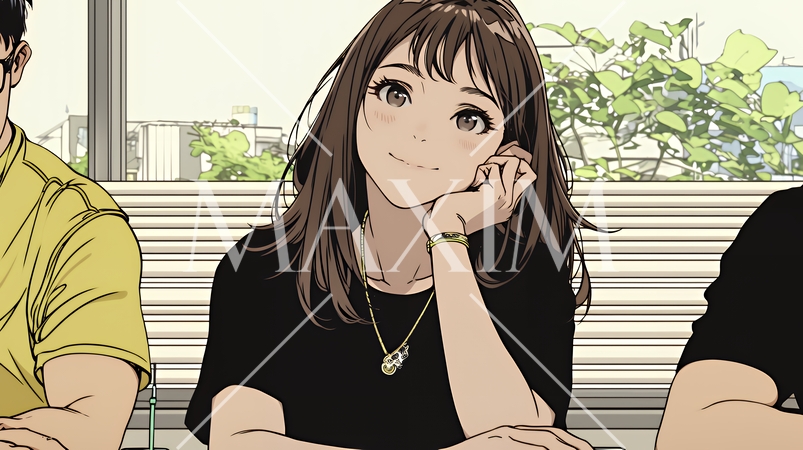 会議で発表している男性に魅了され、新しい恋の予感を抱いた若い女性