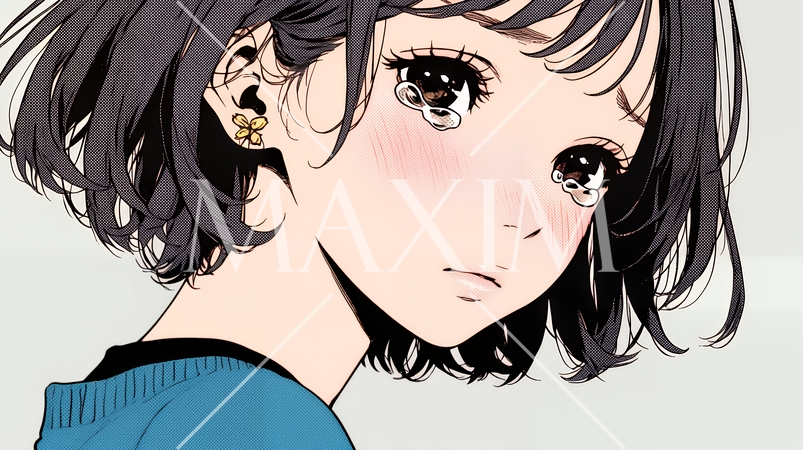 涙ぐむ若い女性