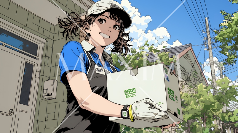 若い女性の宅配配達員（ドライバー）