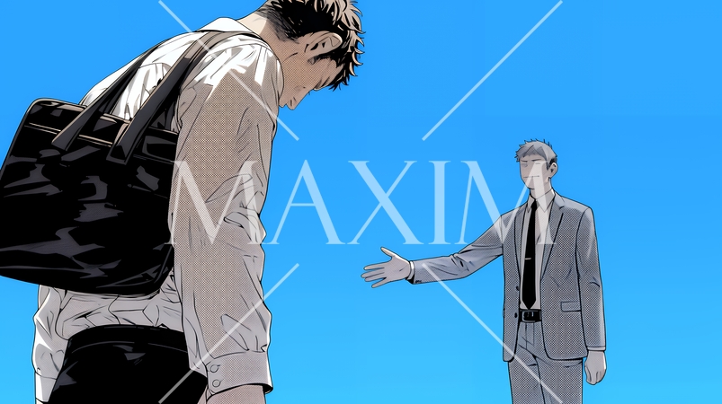 ミスやトラブルを反省してうなだれるビジネスマン｜落ち込む会社員のビジネスイメージイラスト