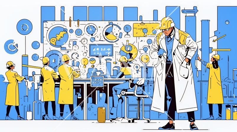 人材育成と社員研修のビジネスコンセプト｜学び成長するビジネスパーソンのイラスト素材