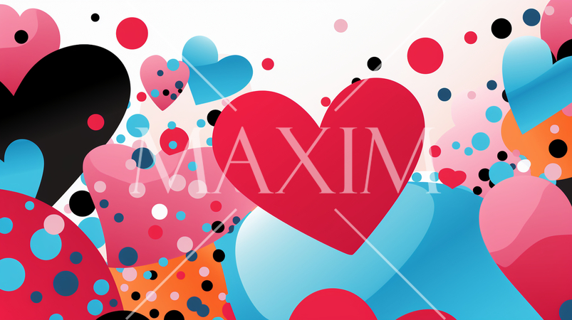 ハートがいっぱいのコピースペースのあるカラフルな背景