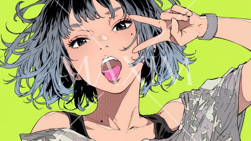 あっかんべー：舌を出して思いっきり相手を馬鹿にしている様子