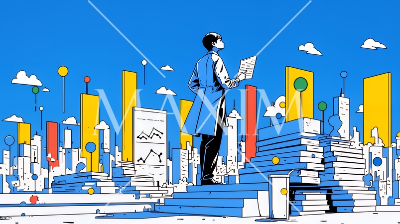 スキルアップで成長するビジネスパーソン｜自己研鑽とキャリア開発のコンセプトイラスト