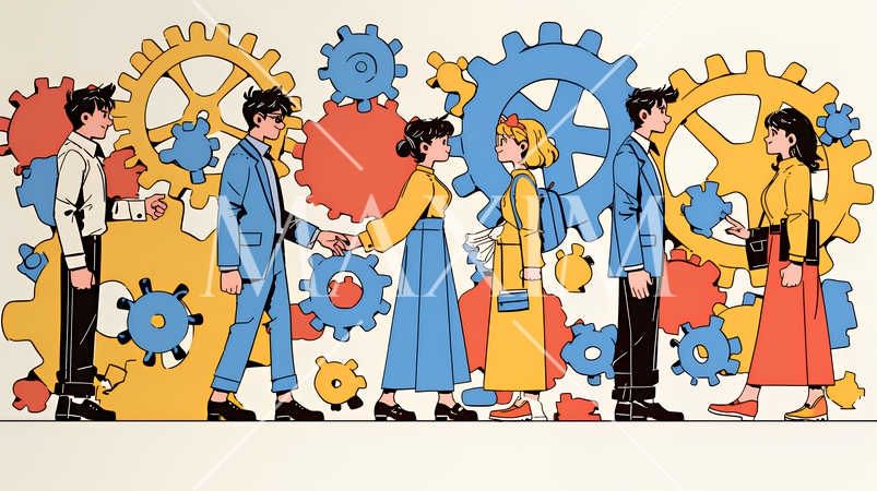 ダイバーシティ＆インクルージョンのビジネスコンセプト｜多様性と平等を表す企業PRイラスト