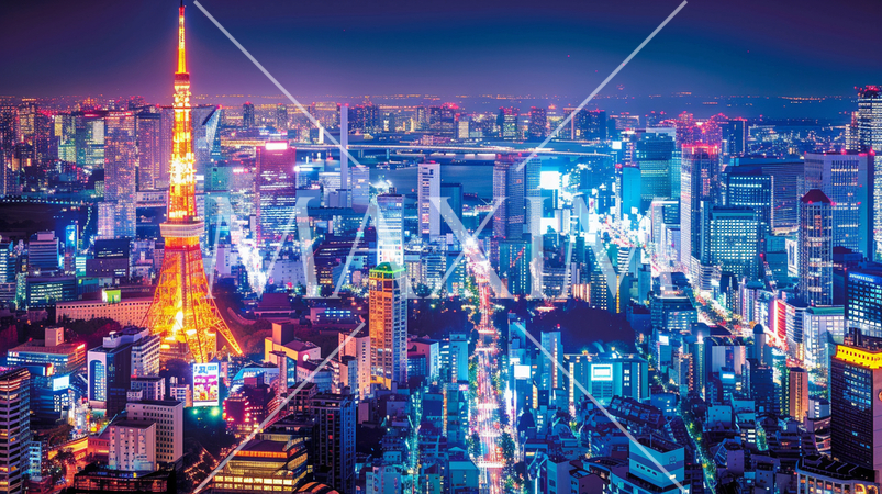 光り輝く大都市の夜景