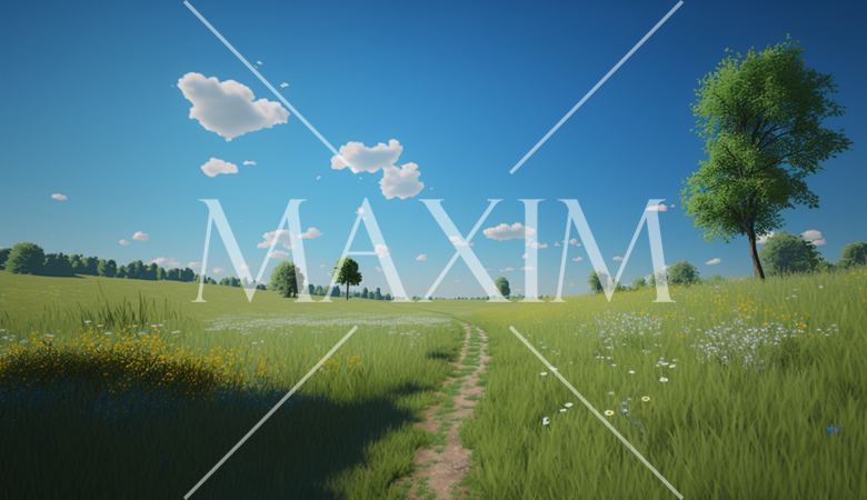 草原と青空をCGで高コントラストに表現