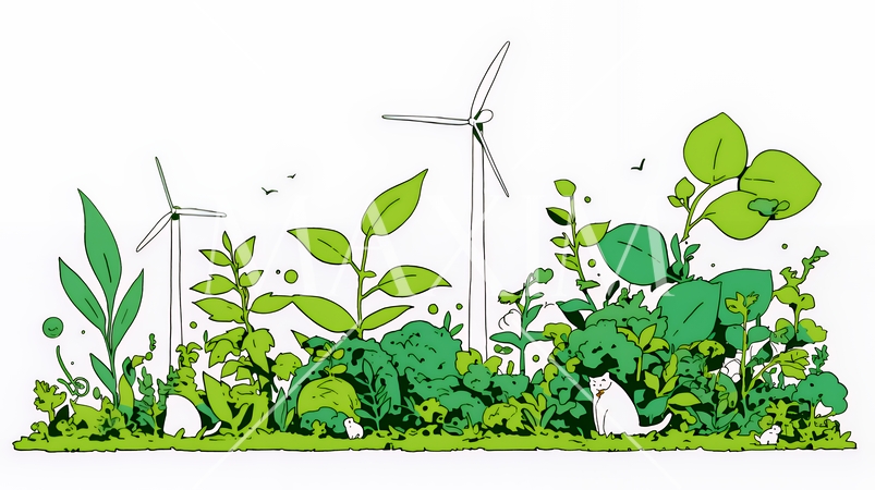 エコとサステナビリティのビジネスコンセプト｜地球と再生可能エネルギーで考える環境問題イラスト