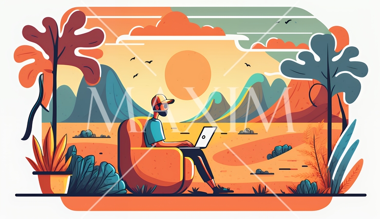 テレワーク／リモートワーク（場所に縛られない働き方）（POPな表現）