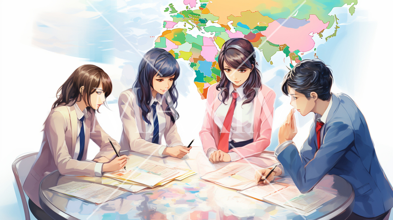 課や部のチーム会議を開いている様子