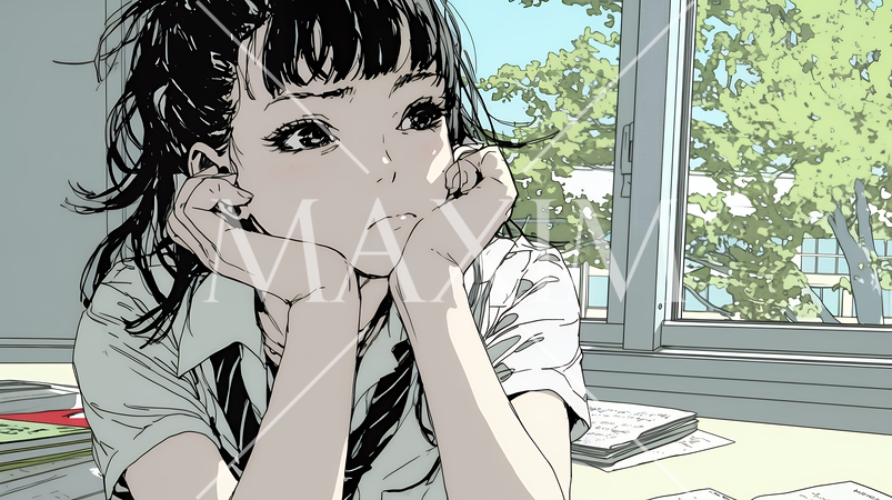 「つまんないの」と不貞腐れている制服を着た女子高生