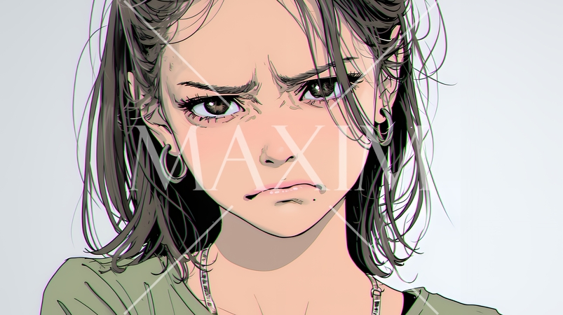 嫌悪の表情を浮かべている若い女性