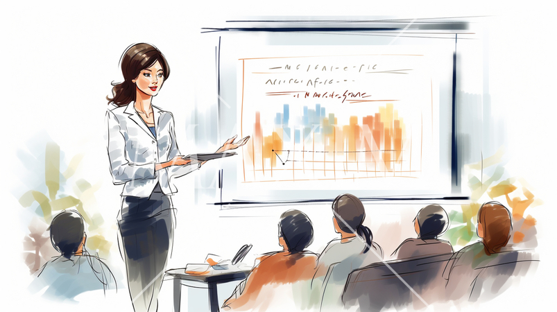 ビジネスプレゼンテーションをしている女性