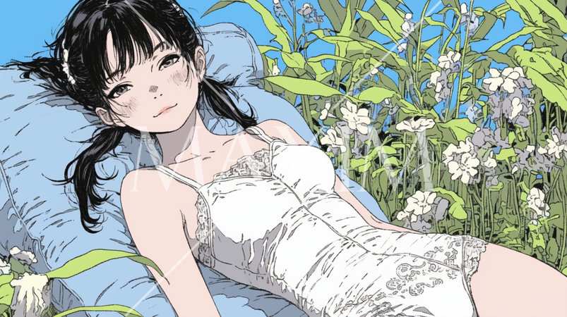 自宅で下着姿でくつろいでいる若い女性