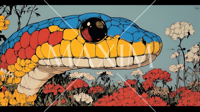 年賀状用のポップなヘビのイラスト