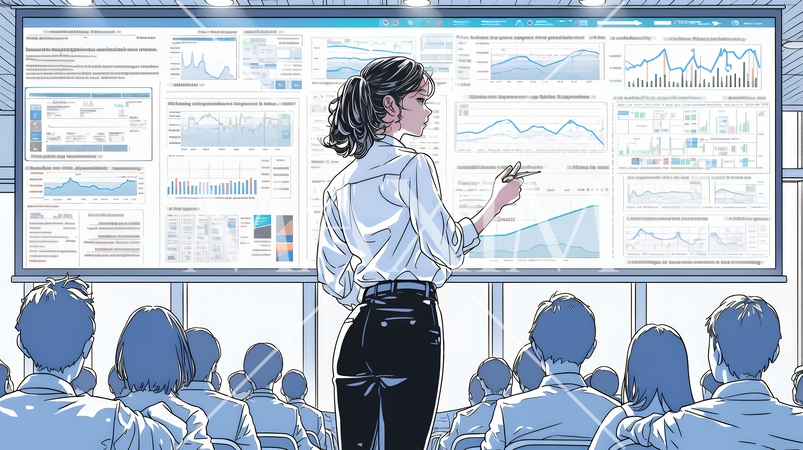 セミナーの講師をしている女性