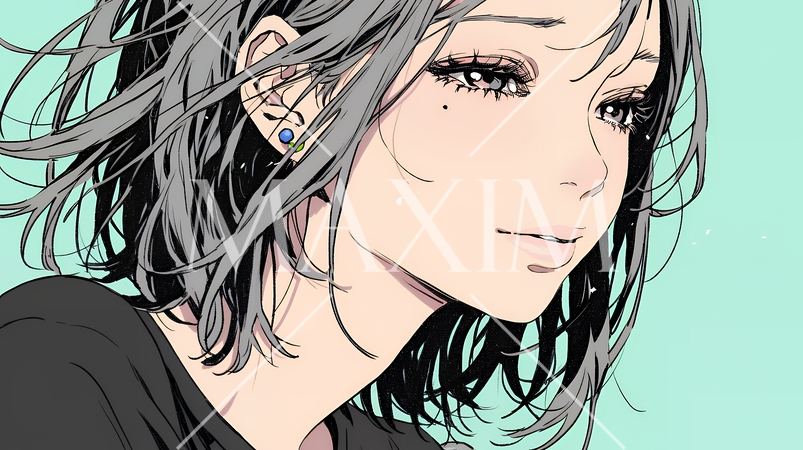 悲しげな目で微笑む（Smiling with sad eyes）若い女性