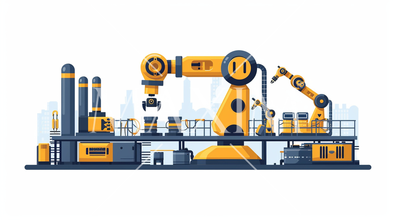 ロボティクスとAI：ロボット工場、人工知能の開発。