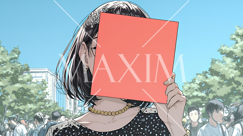 Noのレッドカードサインを出している女性