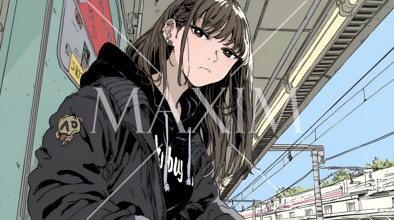 プラットホームで電車待ちをしている若い女性