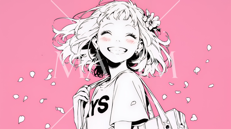 満面の笑みでYesと言っている若い女性（シンプルな色使い）