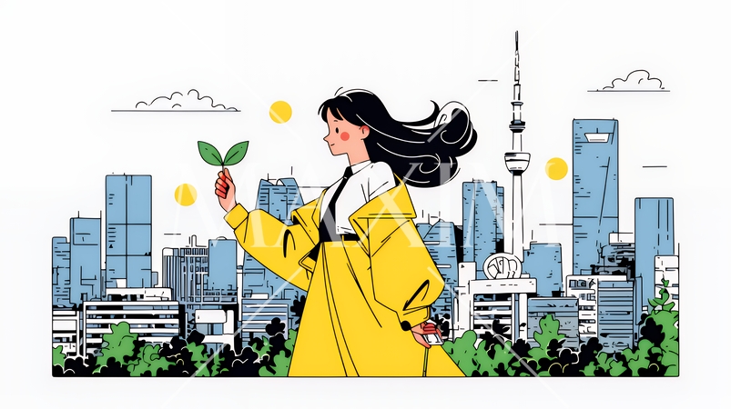 ESG経営とサステナビリティのビジネスコンセプト｜環境・社会・ガバナンスを表す企業向けイラスト