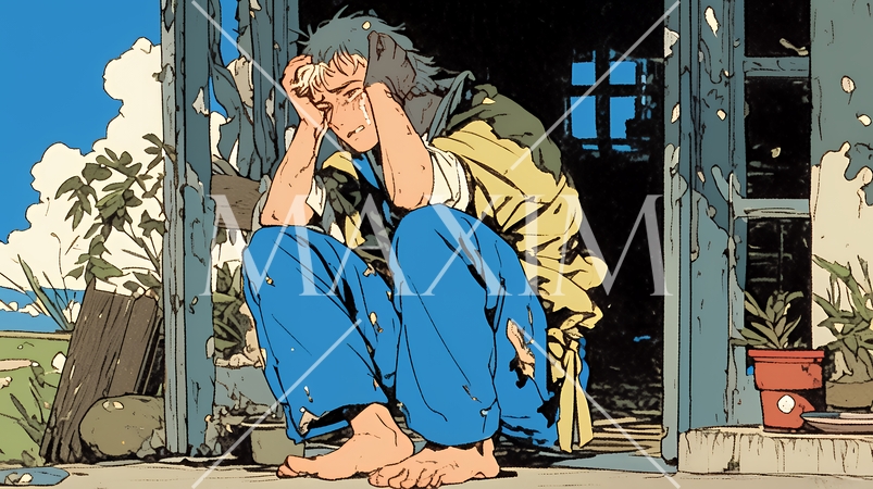 泣き崩れている男性