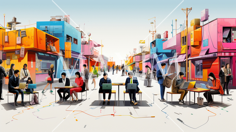 コンピューターと人間の交流：人がデバイスを操作する、情報交換の様子