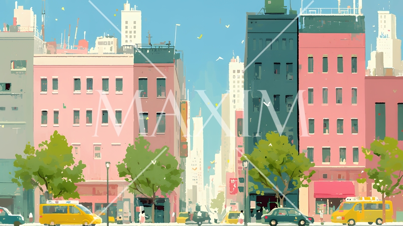 大都市のビル街（ポップでキュートな表現）