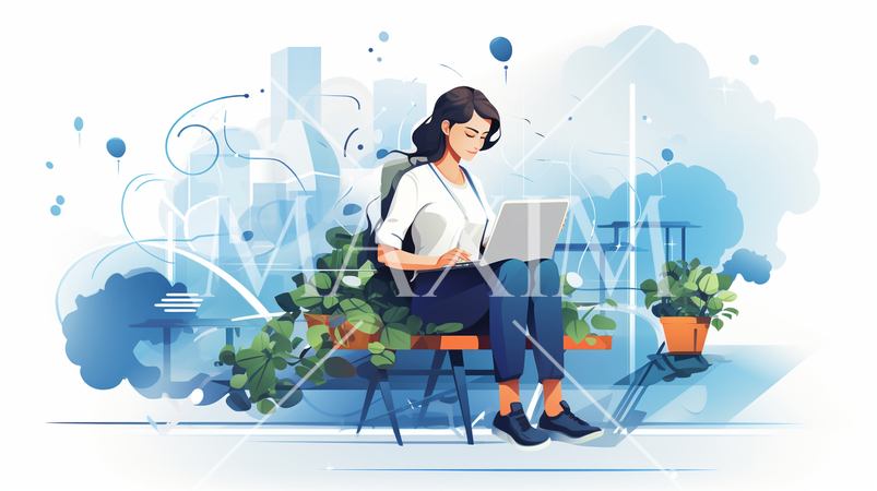 モバイルワーク：モバイルデバイスを使用した仕事、リモート作業。