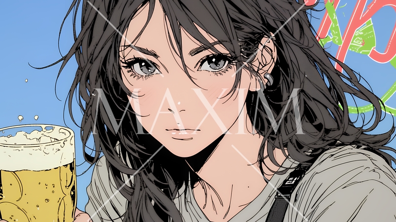 ビールを飲んでいる女性