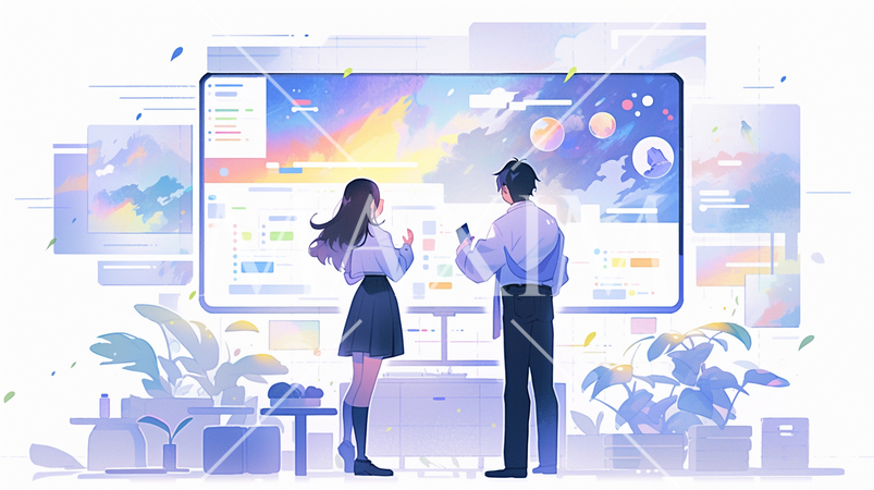 ビジネスミーティング：PC画面を見ながら